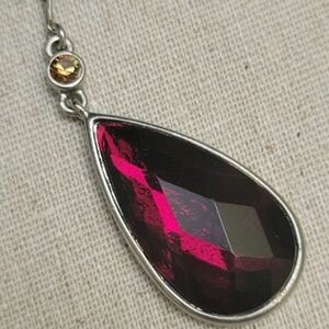 Lia Sophia Silver and Red Teardrop Necklace